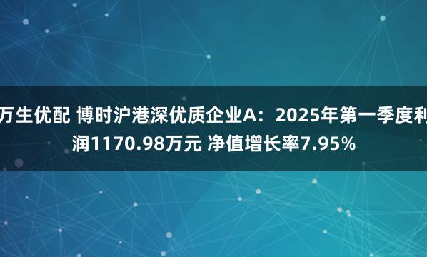 万生优配 博时沪港深优质企业A：2025年第一季度利润1170.98万元 净值增长率7.95%